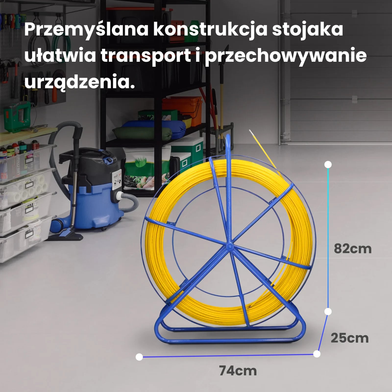 Extralink Pilot 8mm 75m | Pilot do przeciągania kabli | włókno szklane FRP, śr. 8mm, dł. 75m, żółty