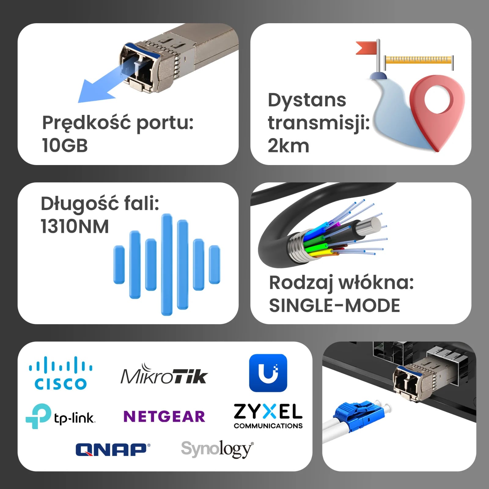 Extralink SFP+ 10G 2-pack | Moduł SFP+ | 10Gbps, LC/UPC, 1310nm, 2km, single mode, DOM