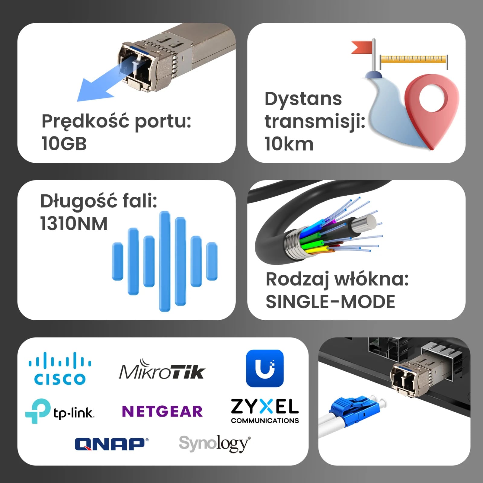 Extralink SFP+ 10G 2-pack | Moduł SFP+ | 10Gbps, LC/UPC, 1310nm, 10km, single mode, DOM, dedykowany dla HP/ARUBA