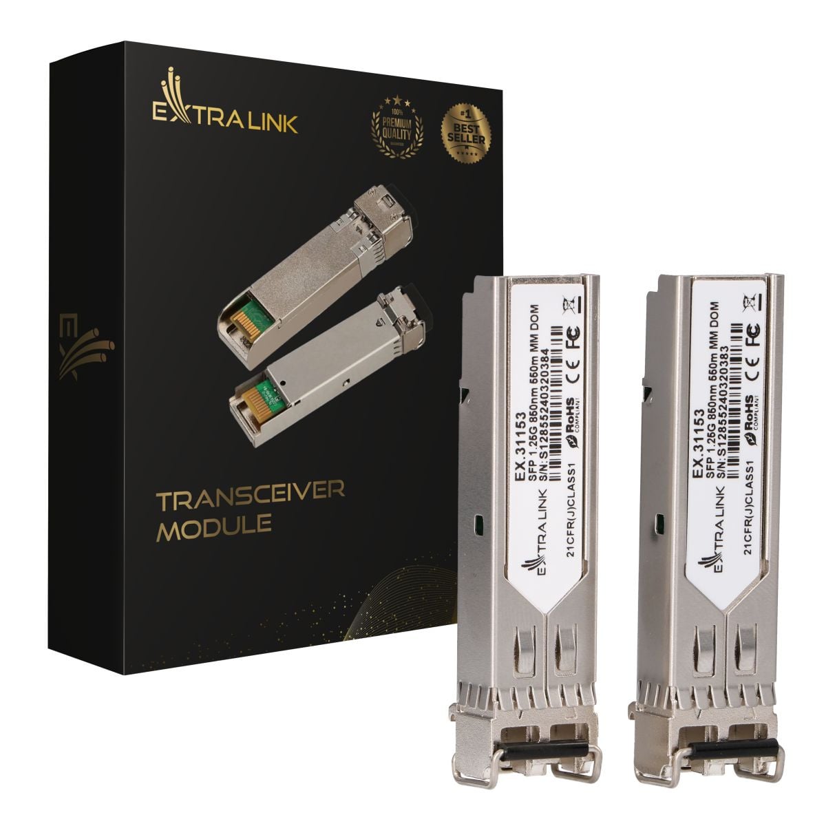 Extralink SFP 1.25G 2-pack | Moduł SFP | 1,25Gbps, LC/UPC, 850nm, 550m, multi mode, DOM