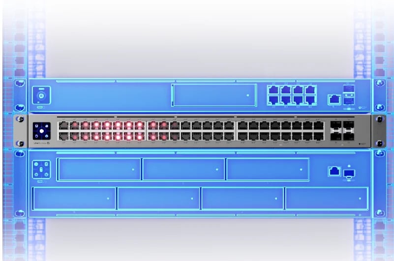 Ubiquiti USW-Pro-Max-48-PoE | Switch | Etherlighting, 16x RJ45 2.5Gbps, 32x RJ45 1000Mbps, 4x SFP+, L3, 720W PoE