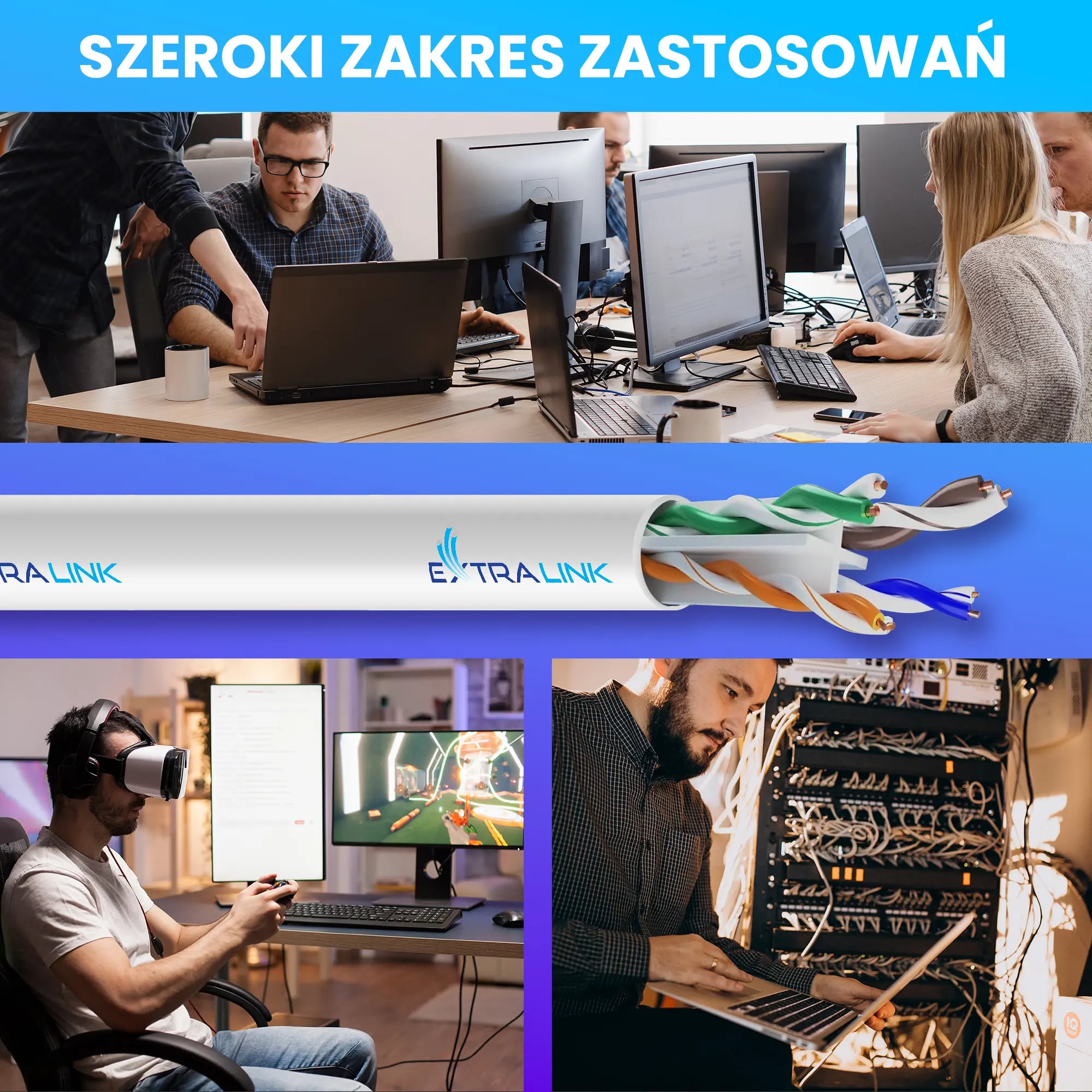 Extralink CAT6 UTP (U/UTP) Wewnętrzny | Kabel sieciowy skrętka | 50M