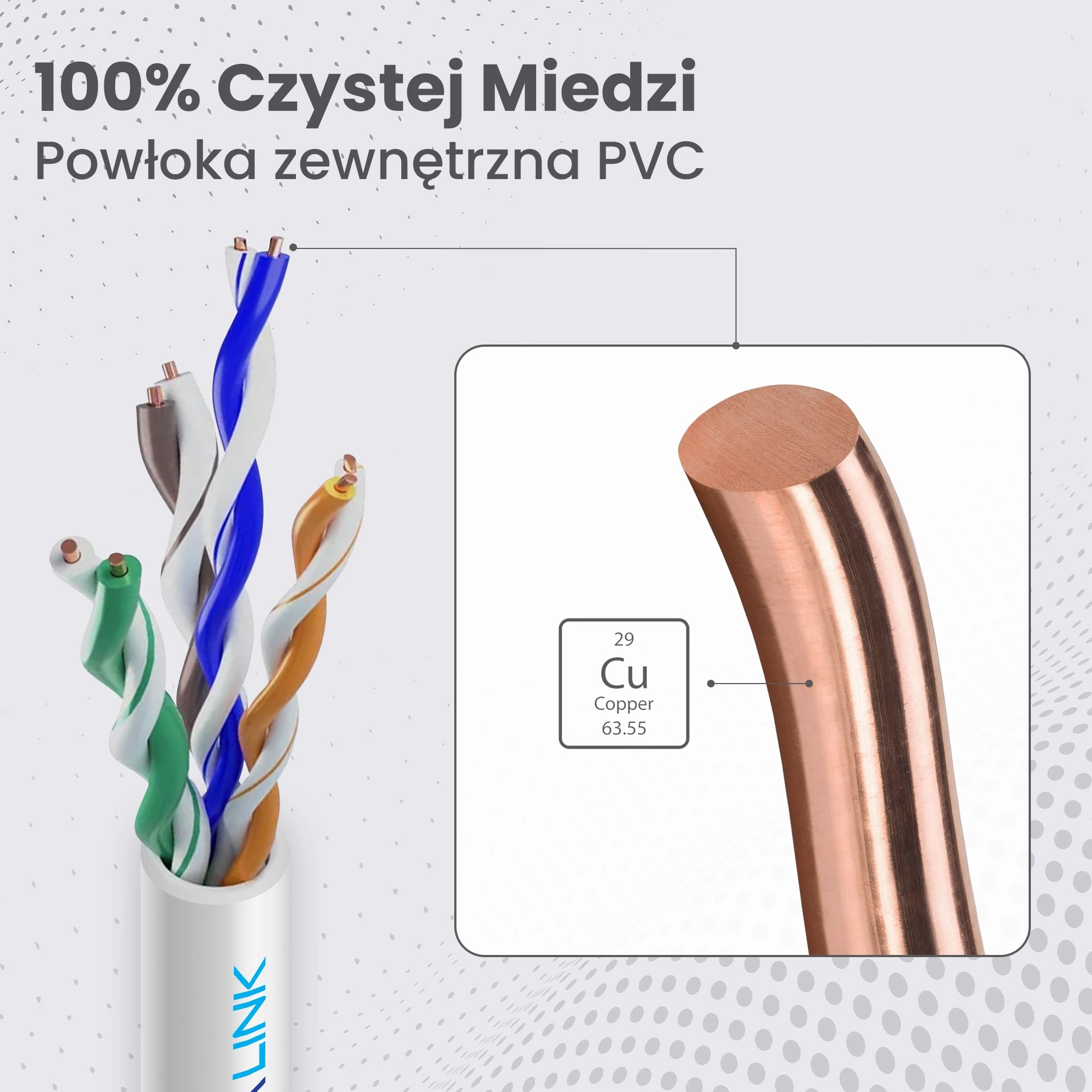 Extralink CAT5E UTP (U/UTP) V2 Wewnętrzny | Kabel sieciowy skrętka | 50M