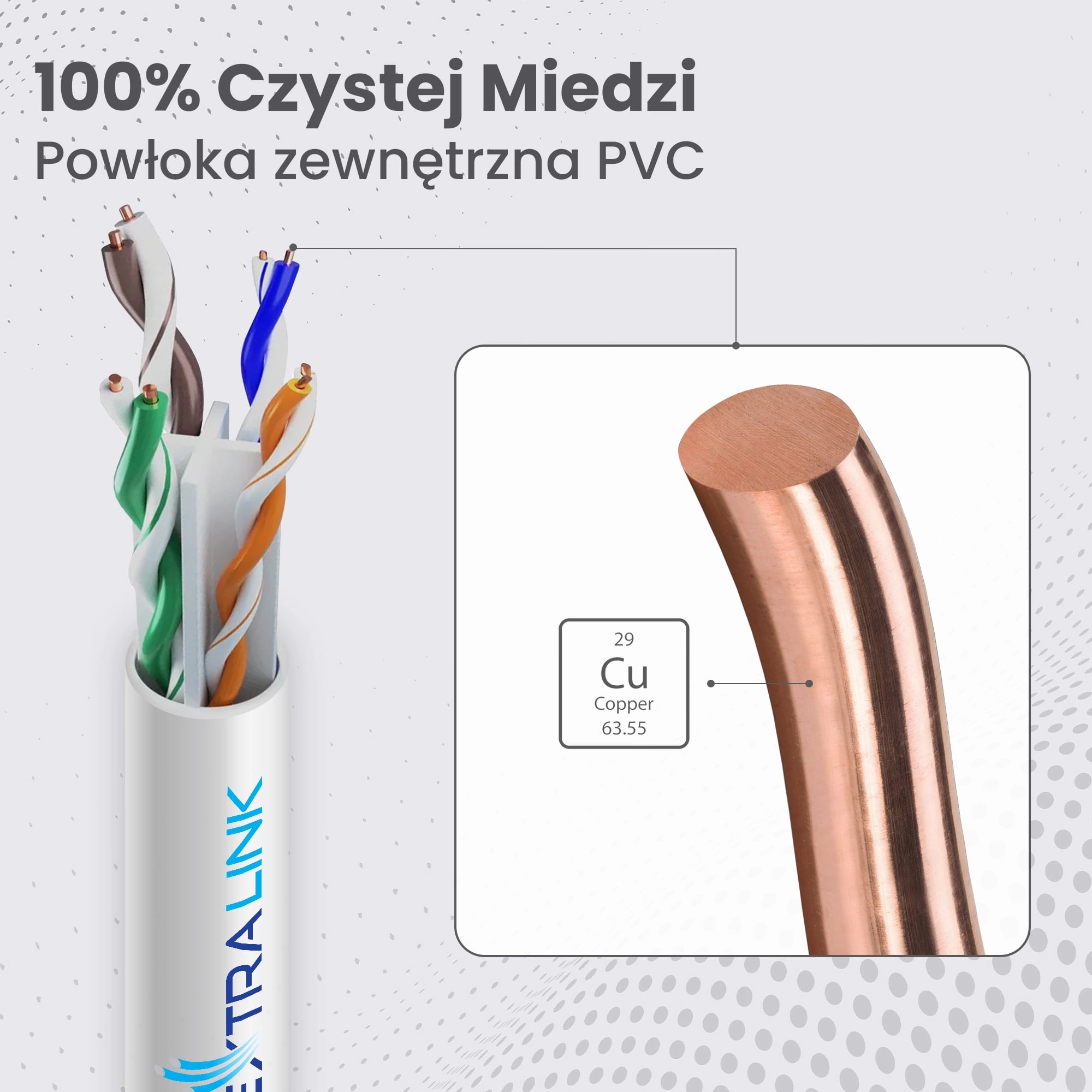 Extralink CAT6 UTP (U/UTP) V2 Wewnętrzny | Kabel sieciowy skrętka | 25M