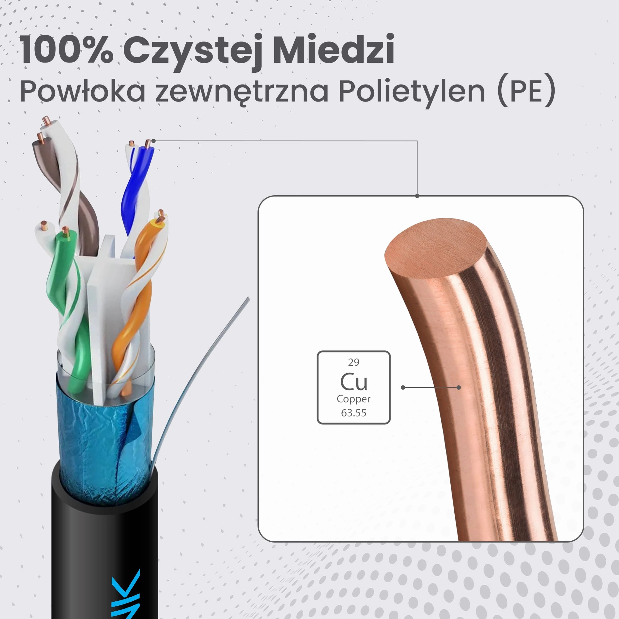 Extralink CAT6 FTP (F/UTP) V2 Zewnętrzny | Kabel sieciowy skrętka | 50M