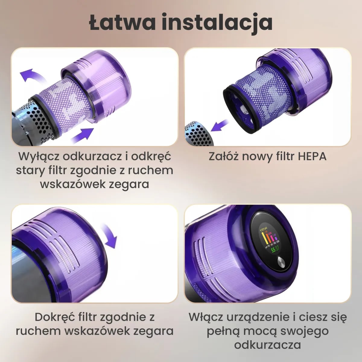 Zmywalne filtry do odkurzacza Dyson V11/SV14/SV15/SV17/SV46/47 Stick | Zestaw filtrów | 3 sztuki