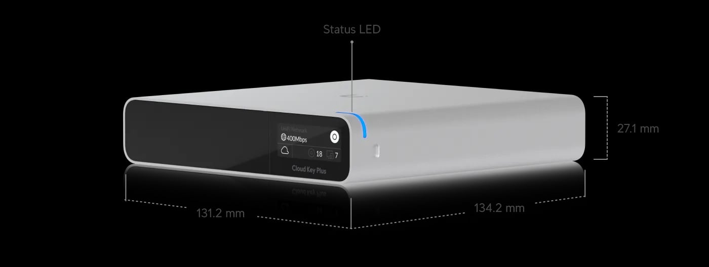 Ubiquiti UCK-G2-SSD | Sprzętowy kontroler | Unifi Controller Cloud Key, wbudowana bateria, obsługa do 50 urządzeń, dysk 1TB SSD, Unifi Video Server