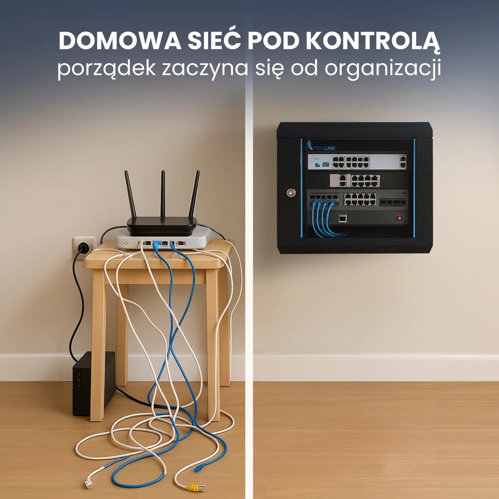 Extralink Lite 6U 530x400 Czarna | Szafa rack | montowana na ścianie, półka w zestawie