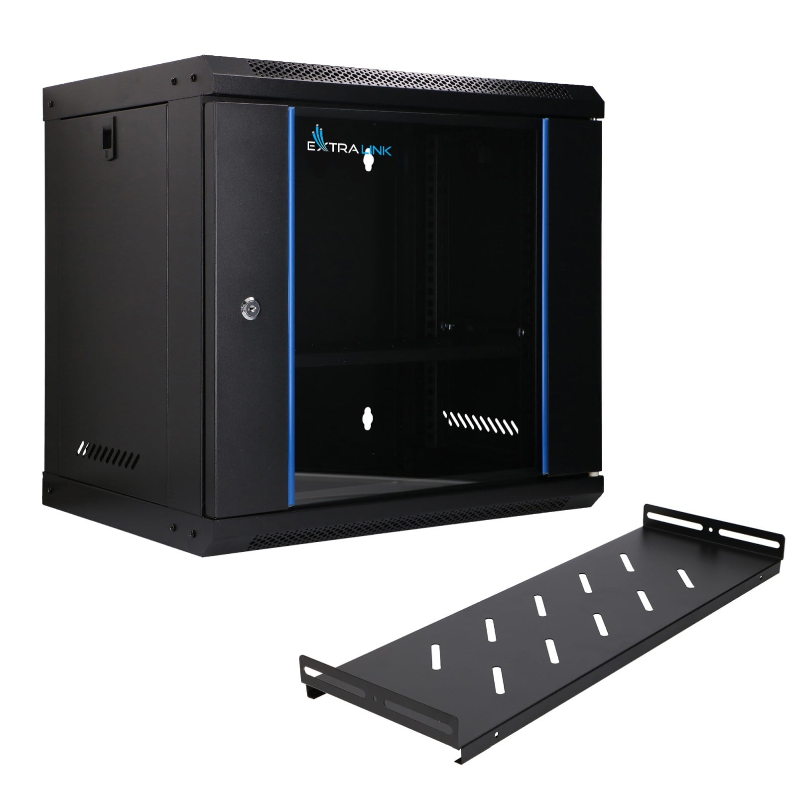 Extralink Lite 9U 530x400 Czarna | Szafa rack | montowana na ścianie, półka w zestawie