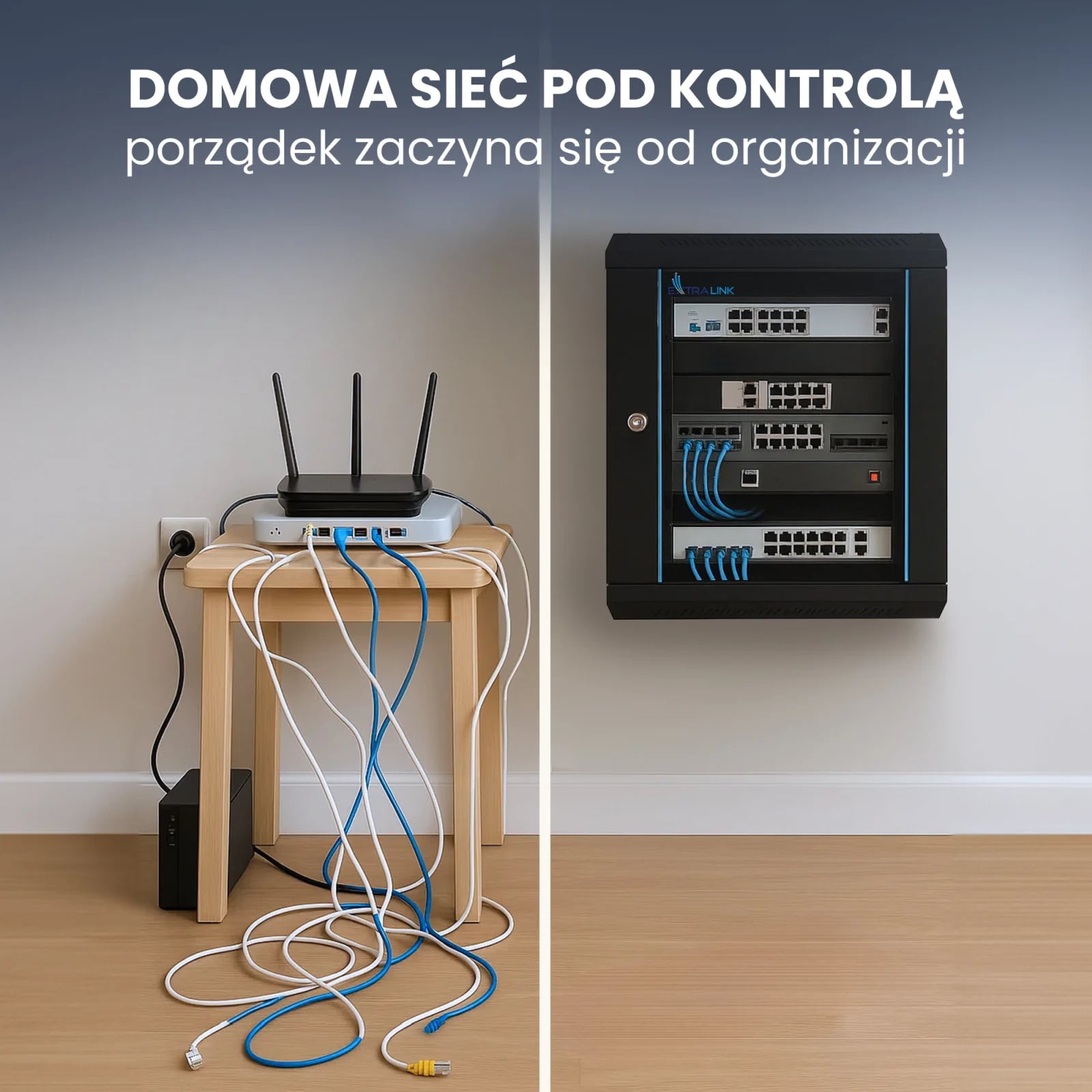 Extralink Lite 9U 530x400 Czarna | Szafa rack | montowana na ścianie, półka w zestawie