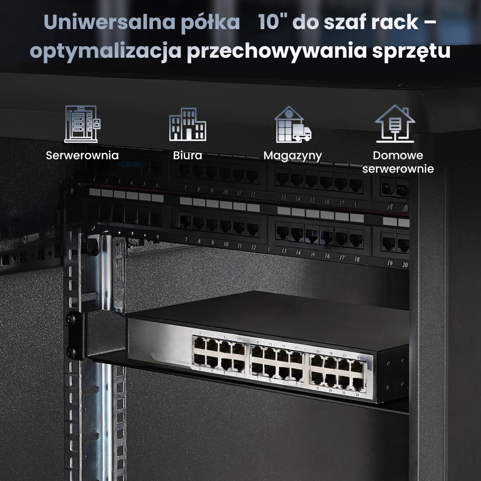 Extralink Shelf 1U | Półka do szaf rack 10