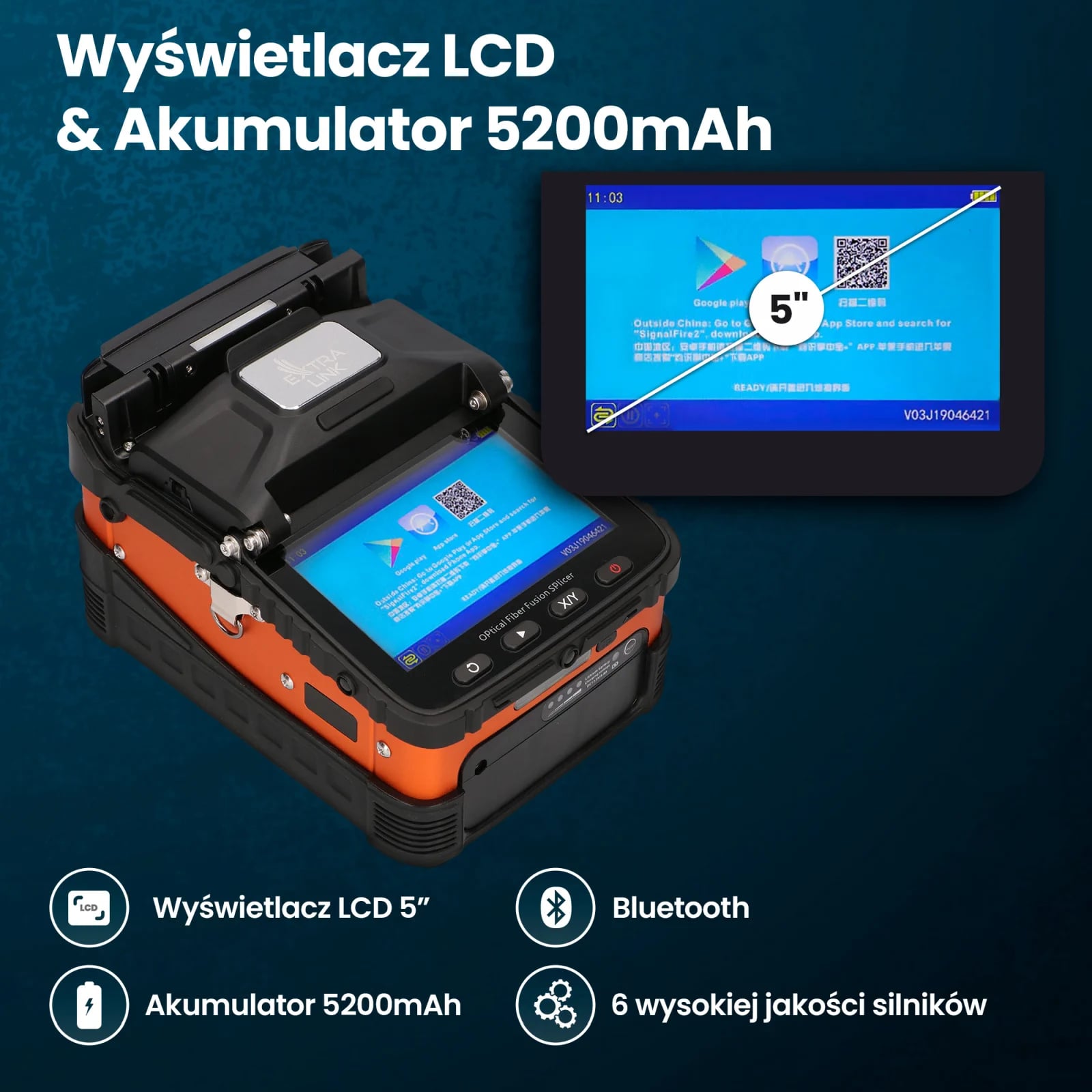 Extralink AI-5 Pro | Spawarka światłowodowa | przenośna, 5200 mAh