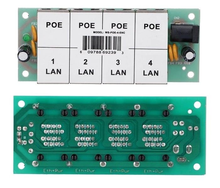 Extralink 4 Portowy | PoE Injector | 4x 100Mb/s RJ45, Bez Obudowy