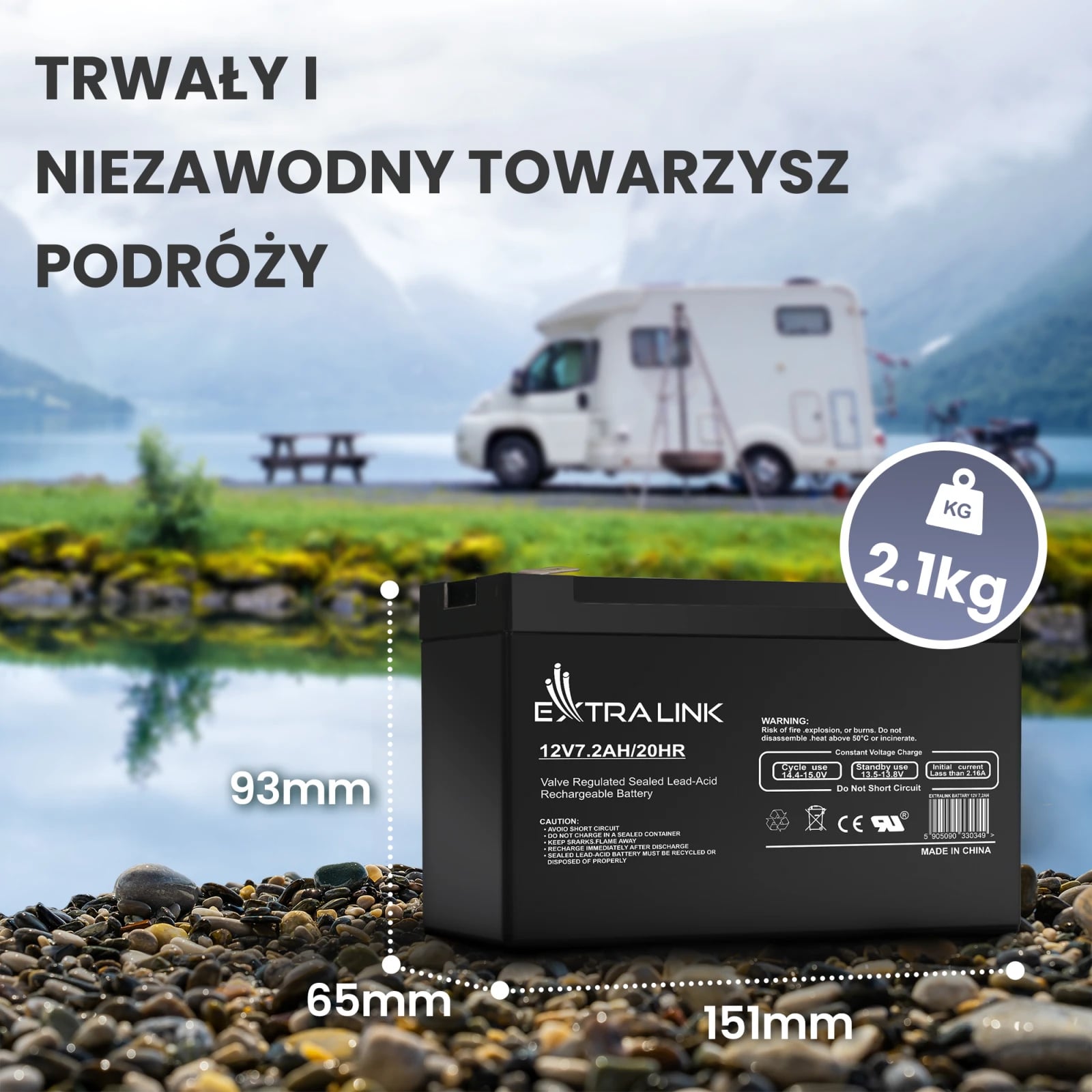 Extralink AGM 12V 7,2Ah 7Ah | Akumulator | bezobsługowy