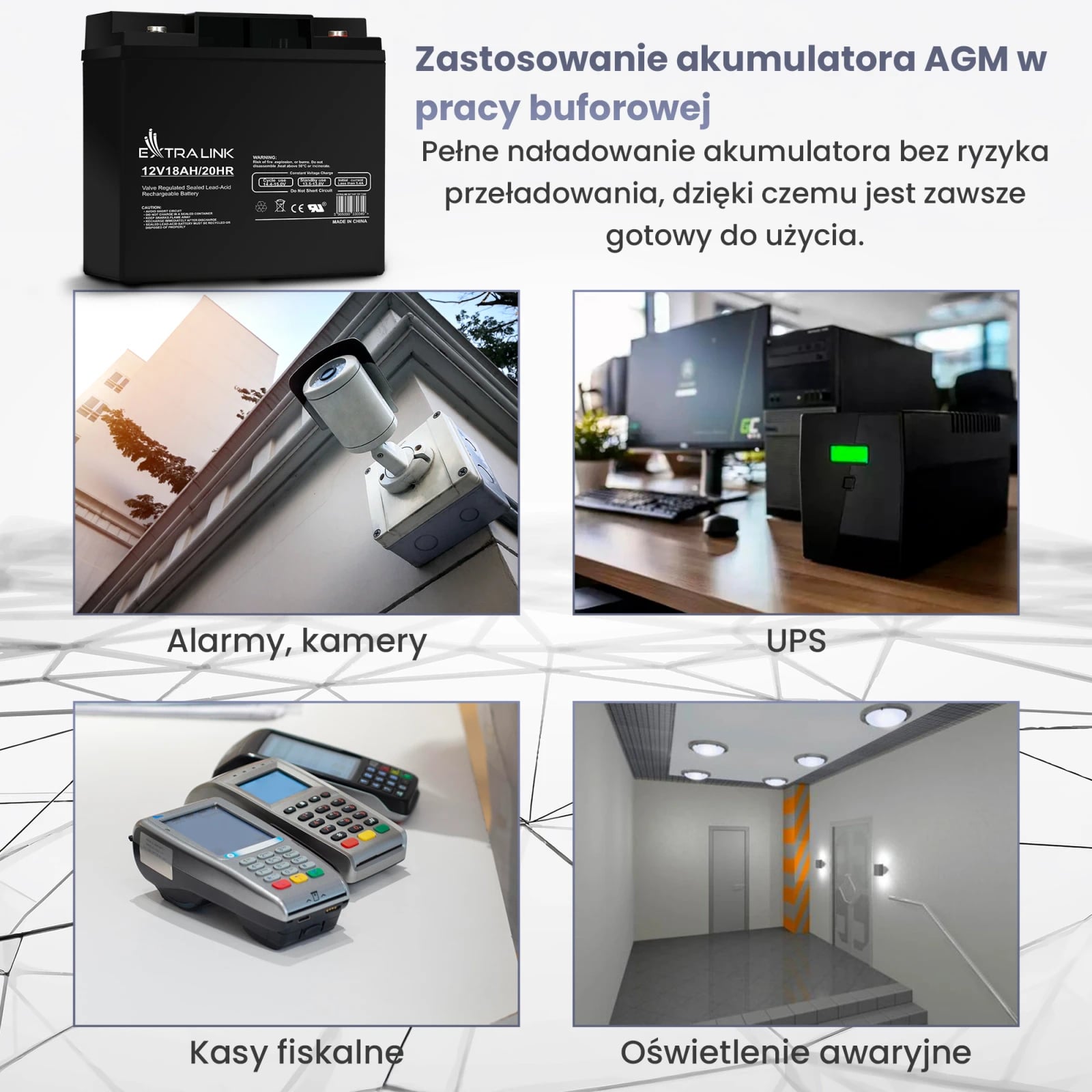 Extralink AGM 12V 18Ah | Akumulator | bezobsługowy