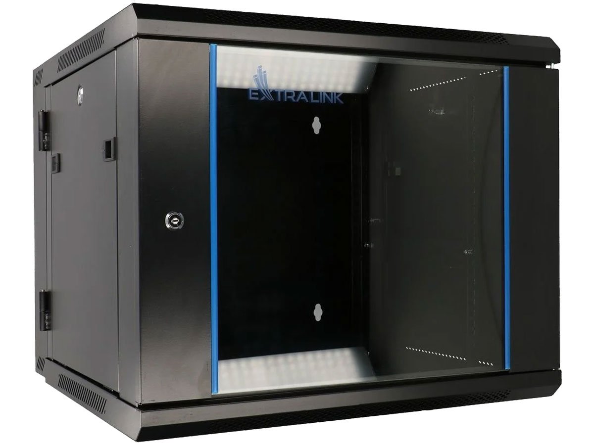 ExtraLink szafa RACK wisząca 19'' 6U 600x600 mm AZH dwusekcyjna (czarna)