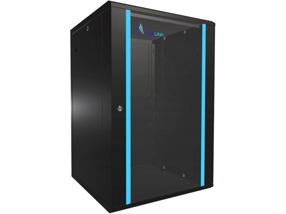 Szafa RACK ExtraLink Wisząca 19'' 18U 600x600 mm jednosekcyjna (czarna)
