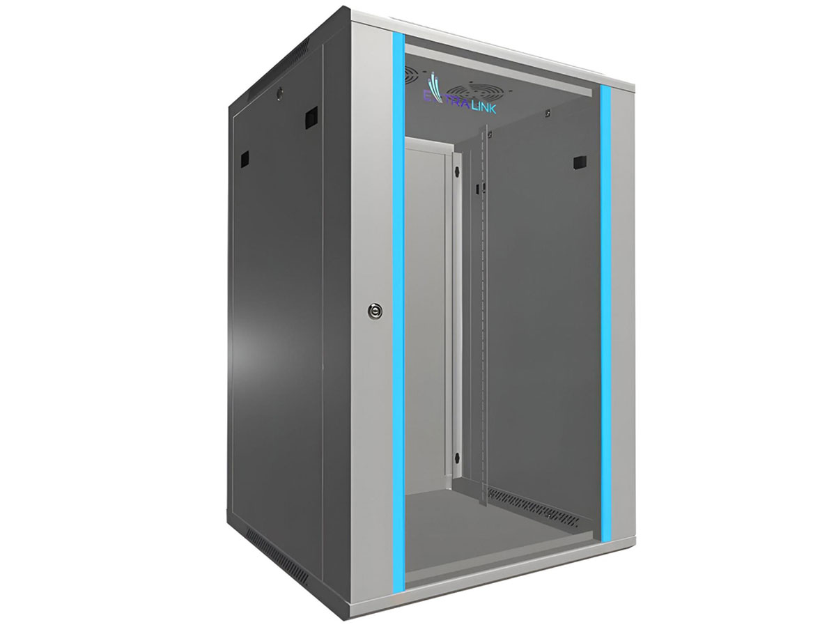 Szafa RACK ExtraLink Wisząca 19'' 18U 600x600 mm jednosekcyjna (szara)