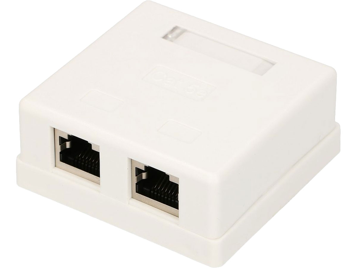 ExtraLink Gniazdo natynkowe 2x port RJ45 STP 5e (białe)