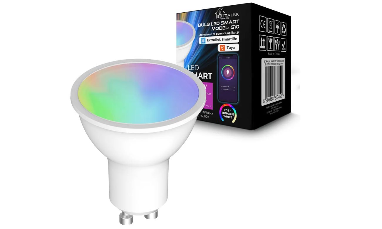 Inteligentna żarówka LED ExtraLink Smartlife G10 (GU10) - Widok ogólny wraz z opakowaniem