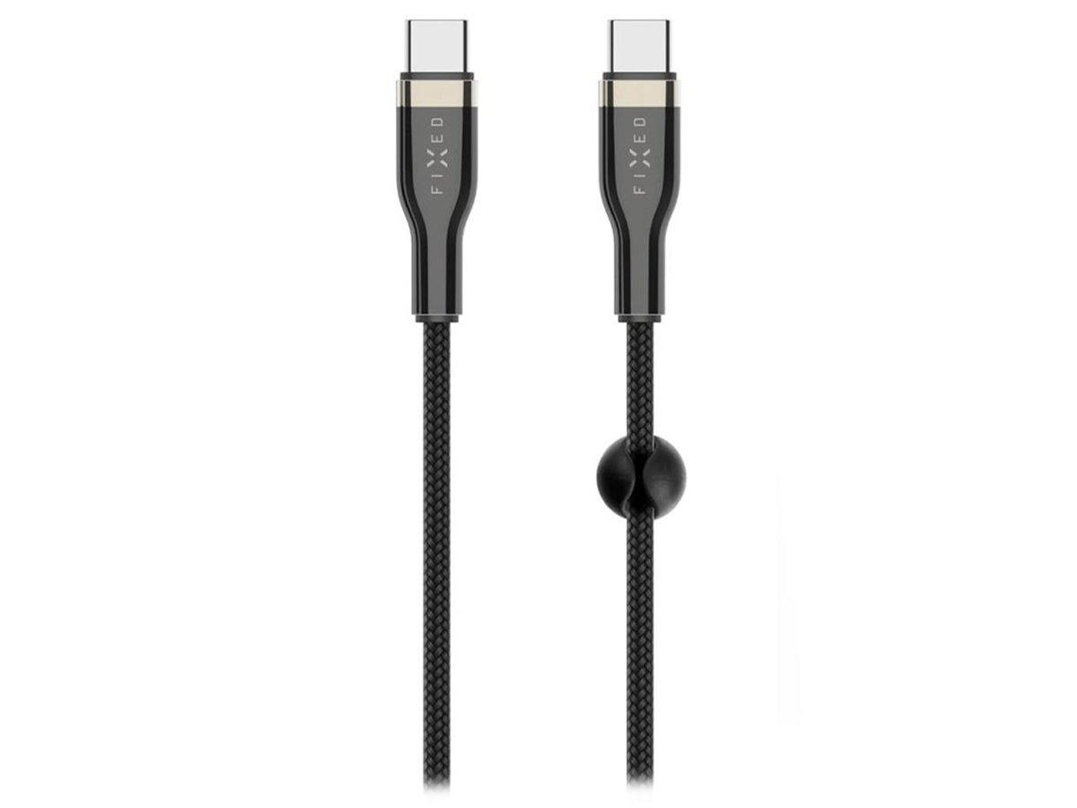 FIXED Geflochtenes USB-C/USB-C-Kabel 2 m 100 W schwarz