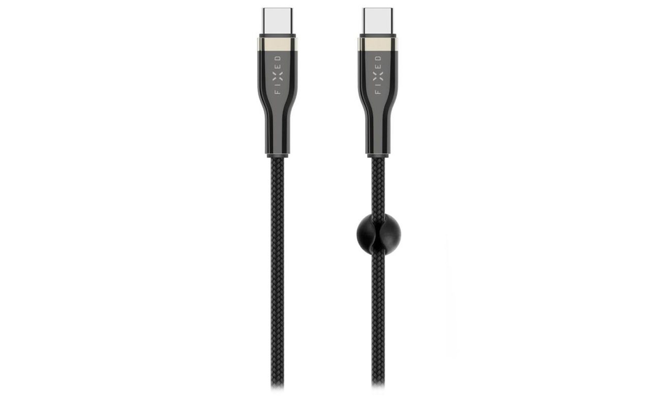 FIXED Geflochtenes USB-C/USB-C-Kabel 2 m 100 W schwarz