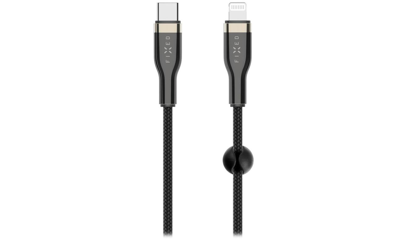 Geflochtenes Kabel FIXED USB-C/Lightning 0,5m schwarz