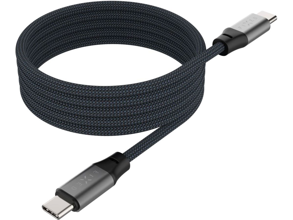 FIXED magnetyczny Pleciony Kabel USB-C/USB-C 1,2 m 240 W szary