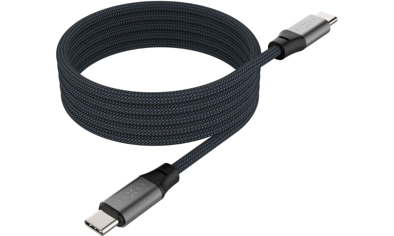 FIXED magnetyczny Pleciony Kabel USB-C/USB-C 1,2 m 240 W szary