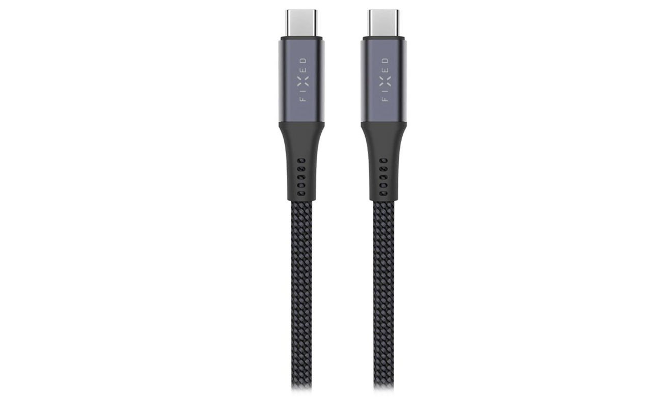 FIXED Pleciony Kabel USB-C/USB-C 1,2m USB4 gen2 4K/60Hz 240W gray