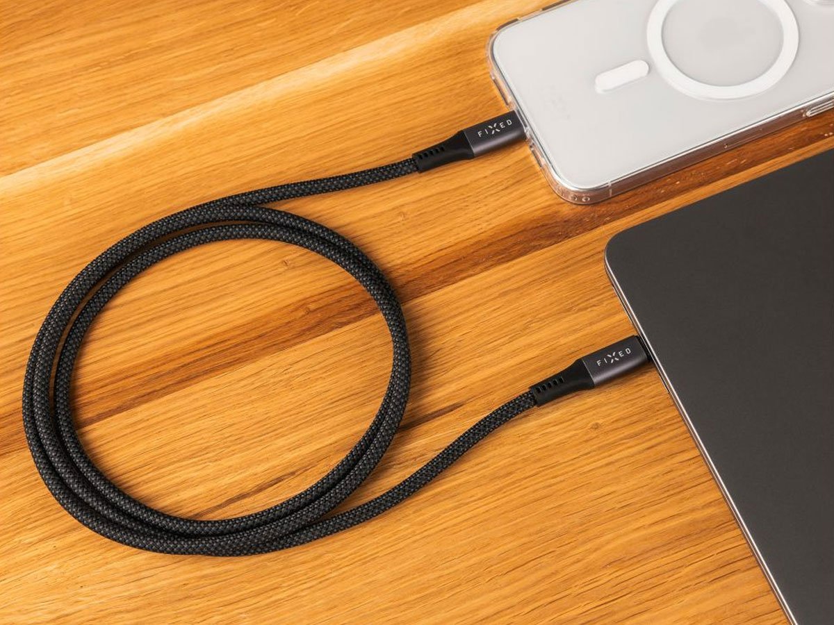 FIXED Pleciony Kabel USB-C/USB-C 2m USB4 gen2 4K/60Hz 240W gray