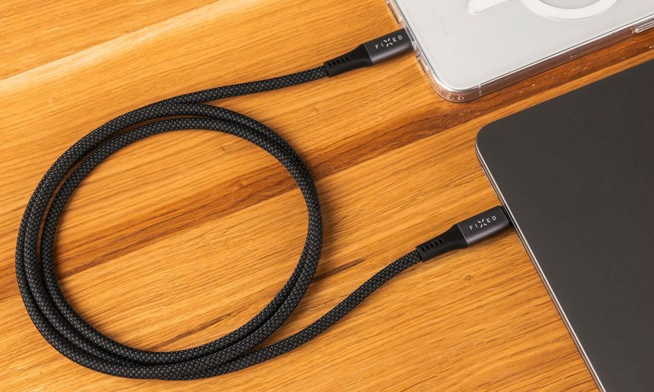 FIXED Pleciony Kabel USB-C/USB-C 2m USB4 gen2 4K/60Hz 240W gray