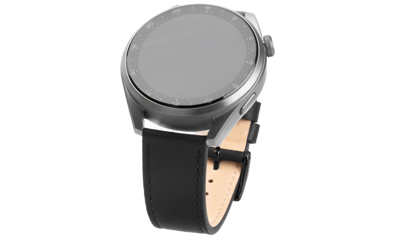 Pasek skórzany FIXED Leather Strap do Smartwatch (20 mm) Black w użyciu