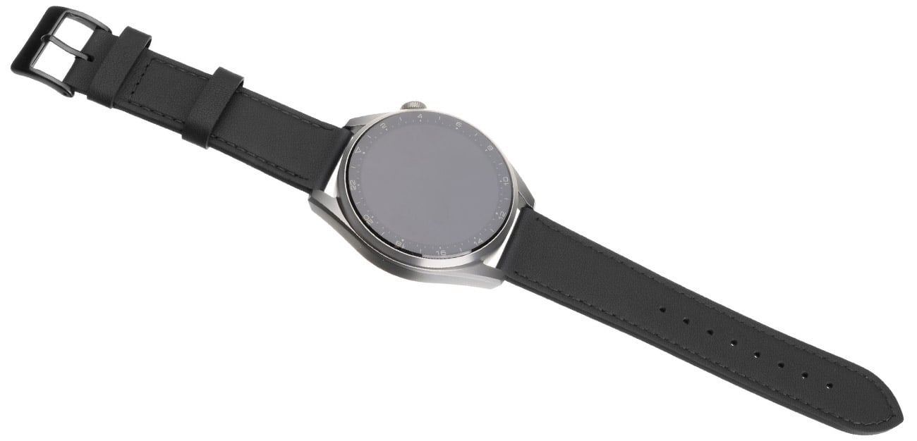 Pasek skórzany FIXED Leather Strap do Smartwatch (22 mm) Black w użyciu