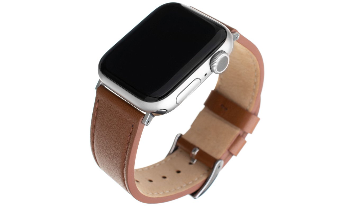 FIXED Lederarmband für Apple Watch Braun in Gebrauch