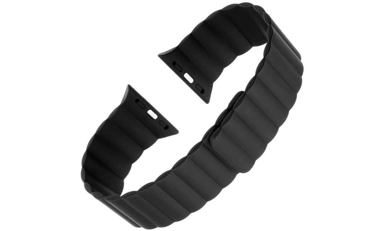 Silikonarmband FIXED Magnetic Strap für Apple Watch Schwarz - Gesamtansicht