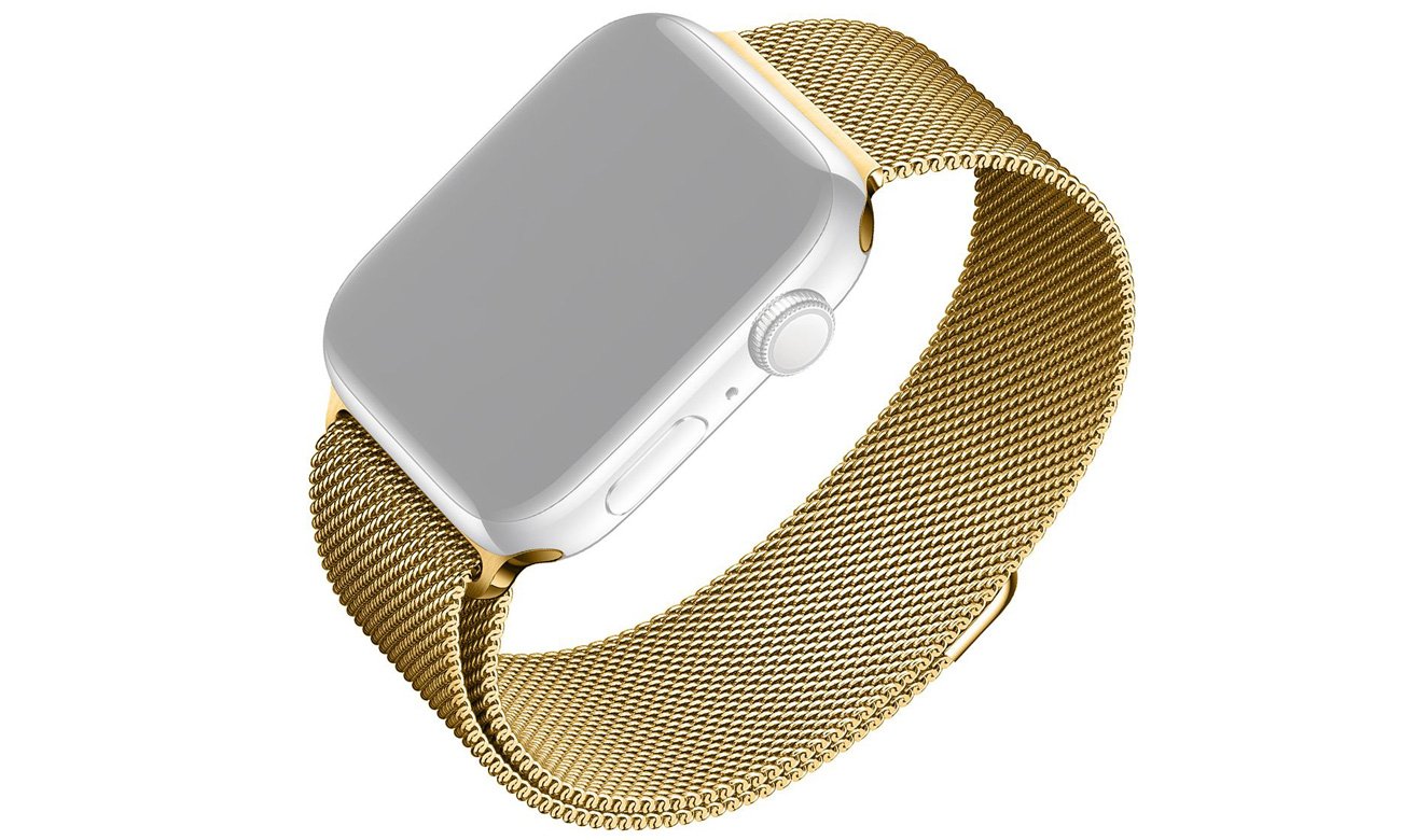 Pasek FIXED Mesh Strap do Apple Watch Gold w użyciu