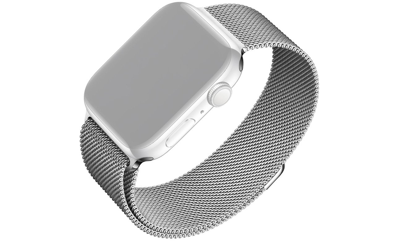 FIXED Mesh Strap für Apple Watch Silber im Einsatz