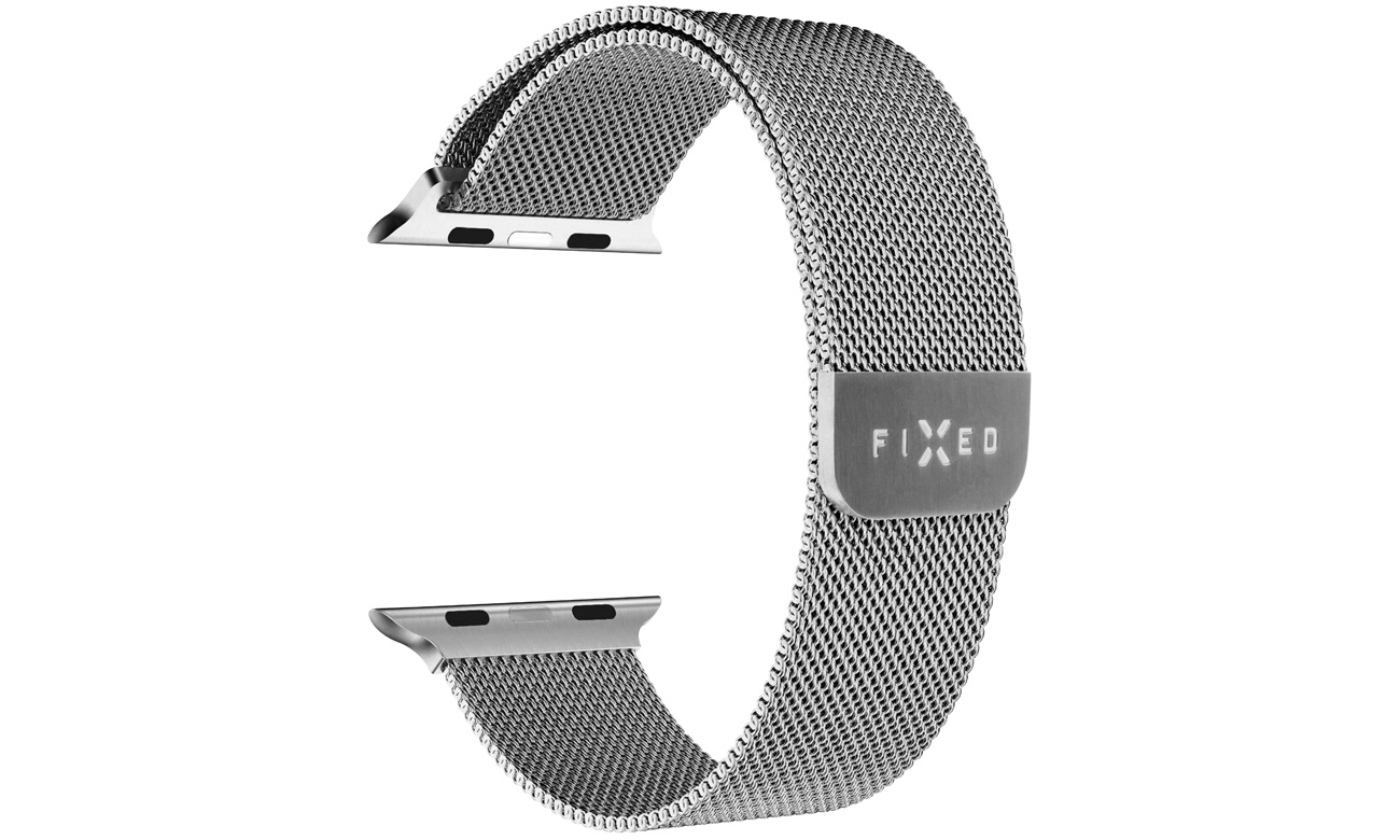 FIXED Mesh Strap für Apple Watch Silber - Gesamtansicht