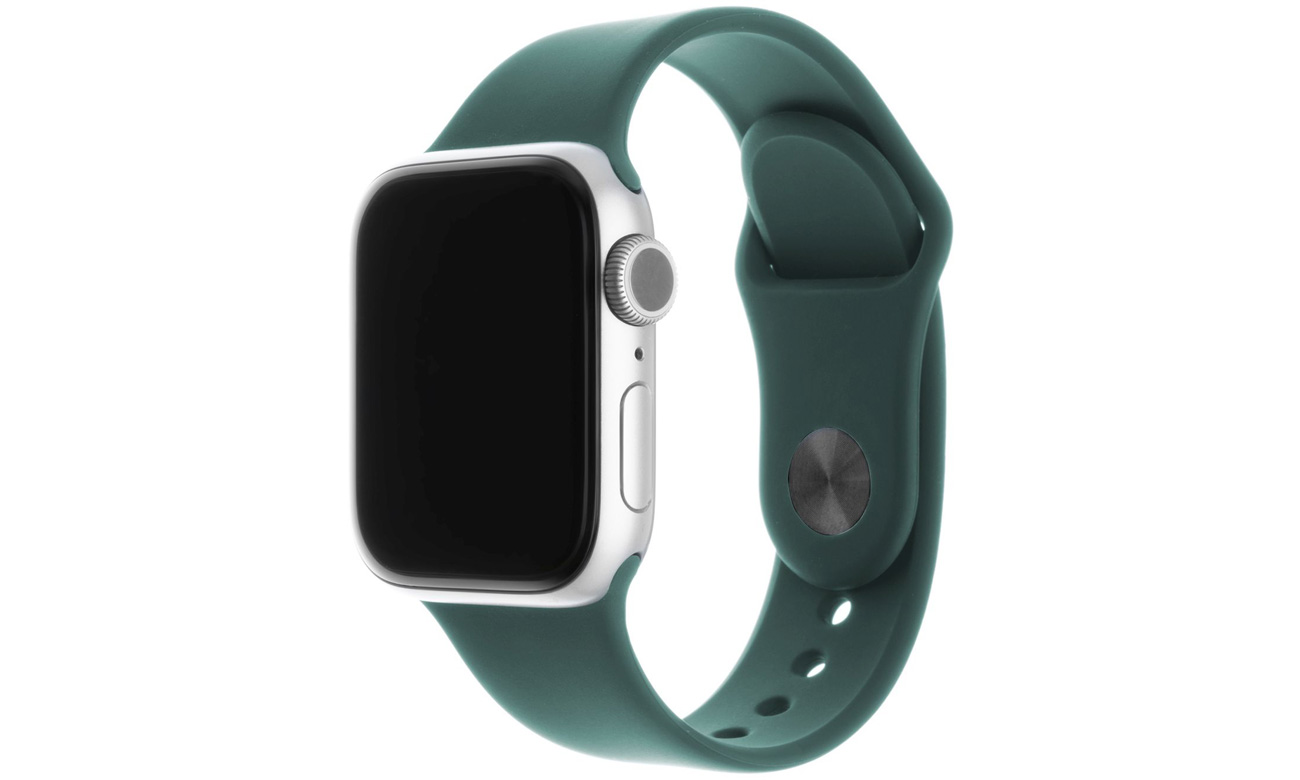 FIXED Silikonarmband-Set für Apple Watch, grün-blau in Gebrauch