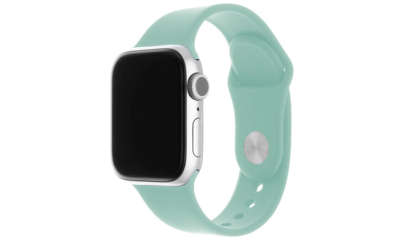 Zestaw silikonowych pasków FIXED Silicone Strap Set do Apple Watch Light green w użyciu