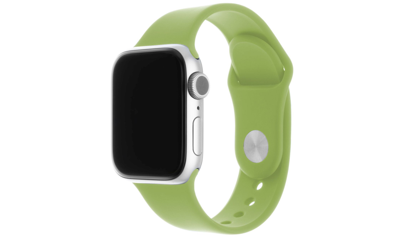 Zestaw silikonowych pasków FIXED Silicone Strap Set do Apple Watch Menthol w użyciu