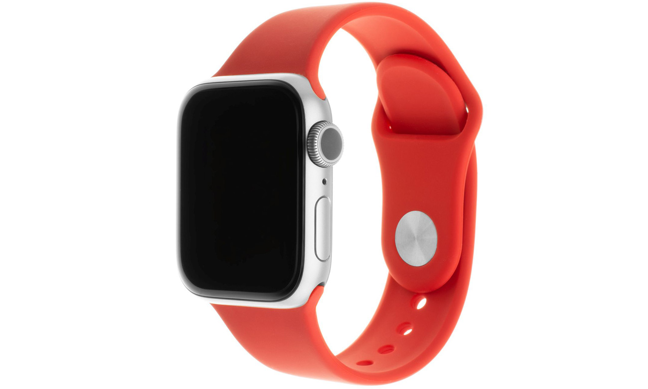 Zestaw silikonowych pasków FIXED Silicone Strap Set do Apple Watch Red w użyciu