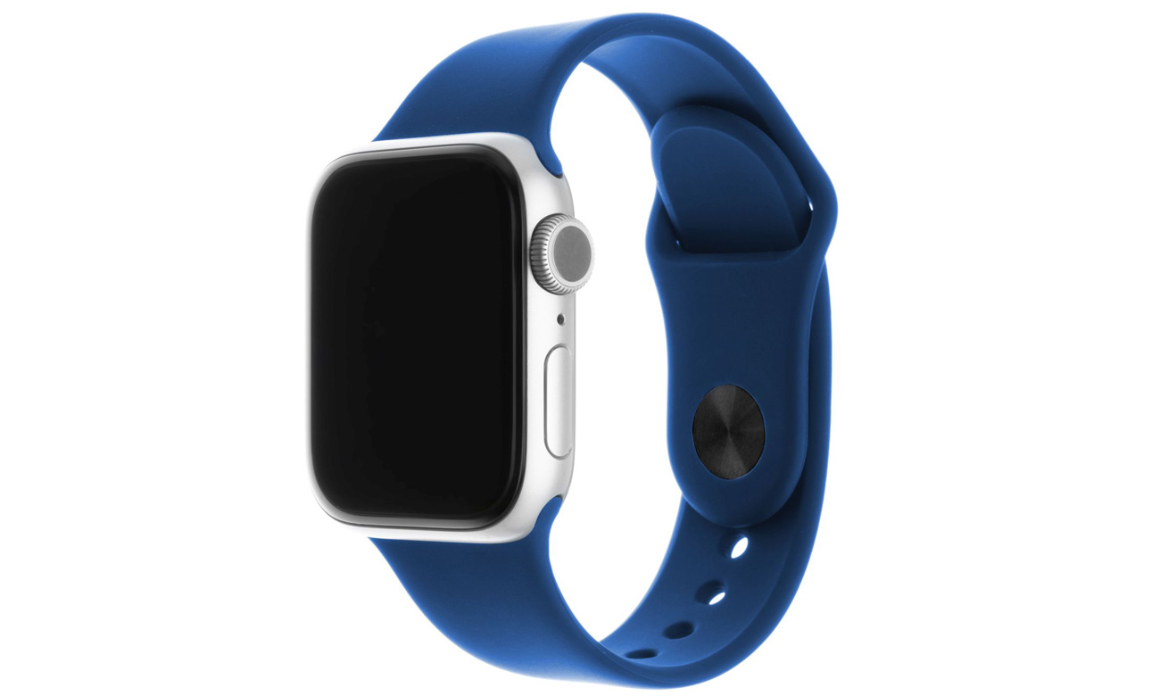 Zestaw silikonowych pasków FIXED Silicone Strap Set do Apple Watch Royal blue w użyciu