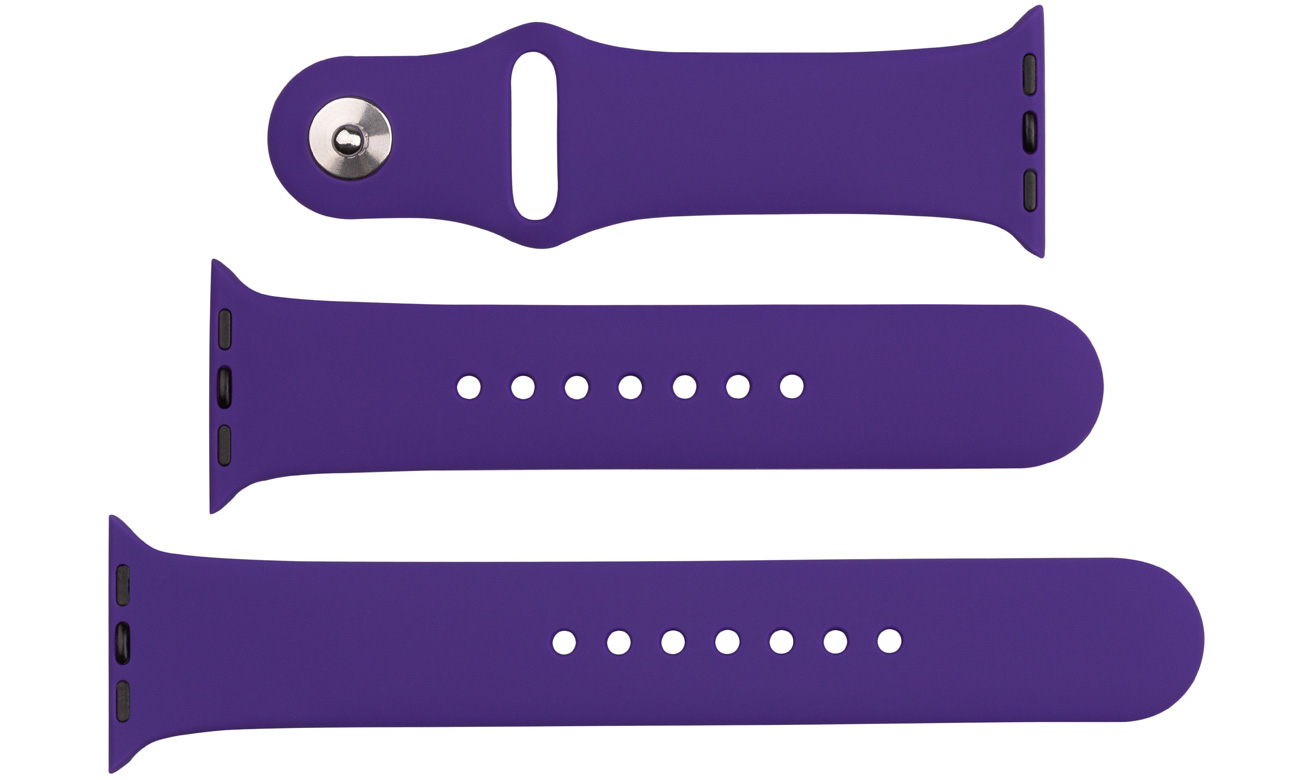 Set aus Silikonarmbändern FIXED Silicone Strap Set für Apple Watch Dunkelviolett - Gesamtansicht