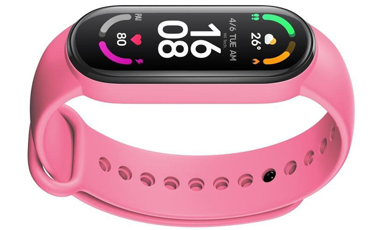 FIXED Silikonarmband für Xiaomi Mi Band 5/6/6SE/7 Pink in Gebrauch