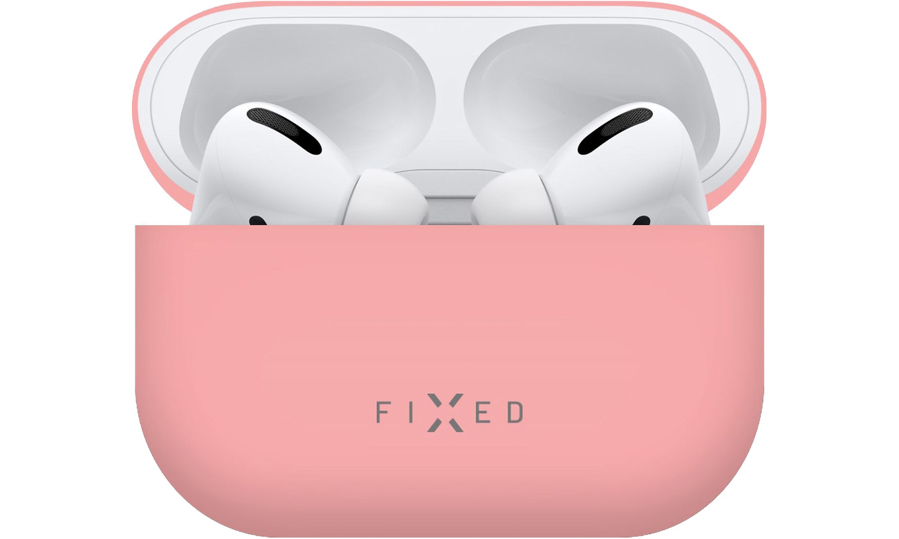 Schutzhülle FIXED Silky für Apple Airpods Pro Rosa - Vorderansicht, geöffnet