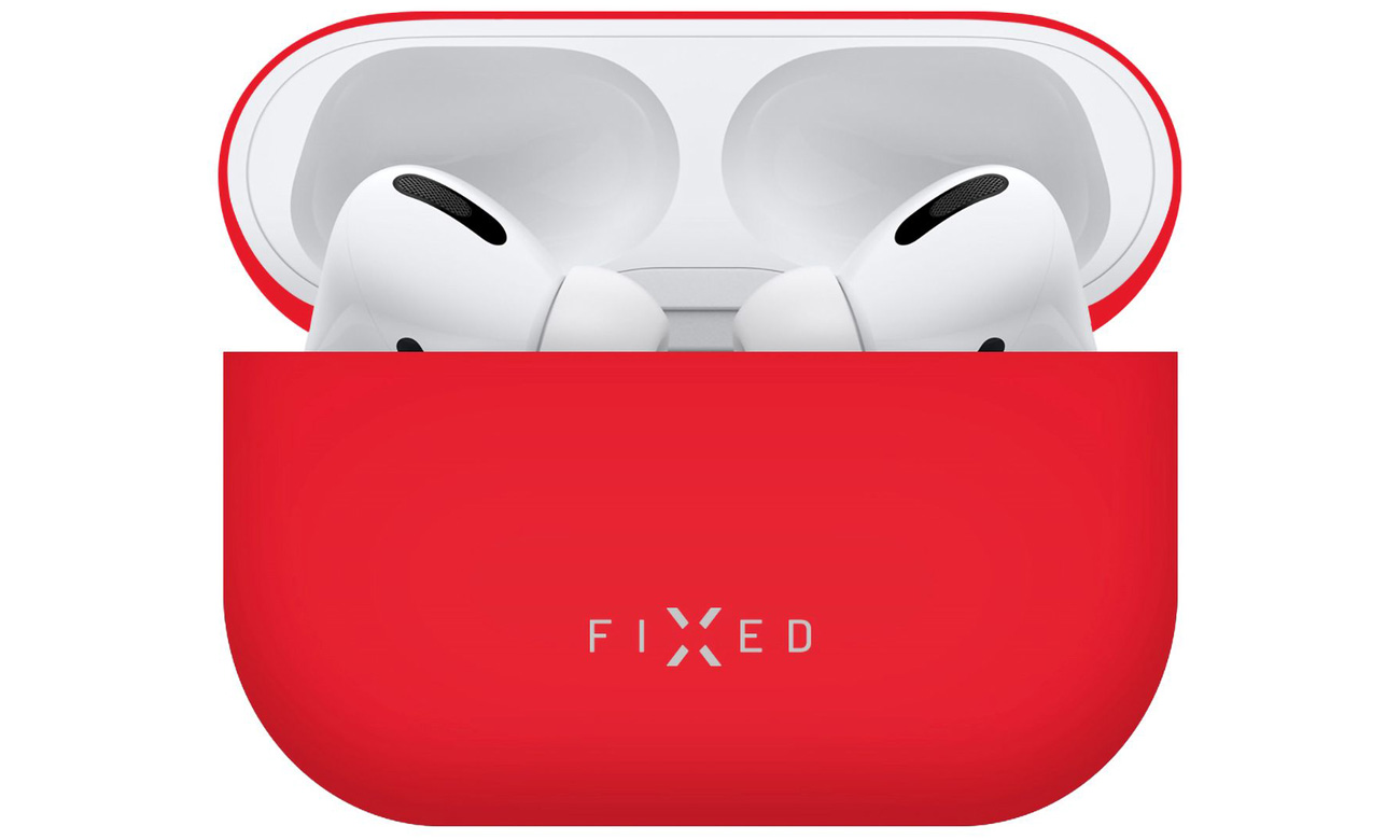 Etui ochronne FIXED Silky do Apple Airpods Pro Czerwone - Widok od przodu, otwarte