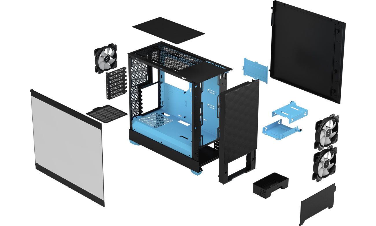 Fractal Design Pop Air RGB Cyan Core TG Clear Tint chłodzenie