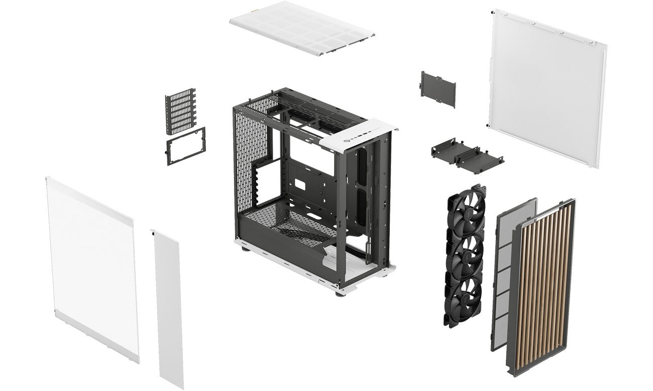 Fractal Design North XL Chalk White TG Clear chłodzenie obudowy